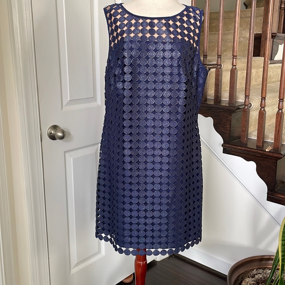 Lauren Ralph Lauren blue lace medallion sheath dress